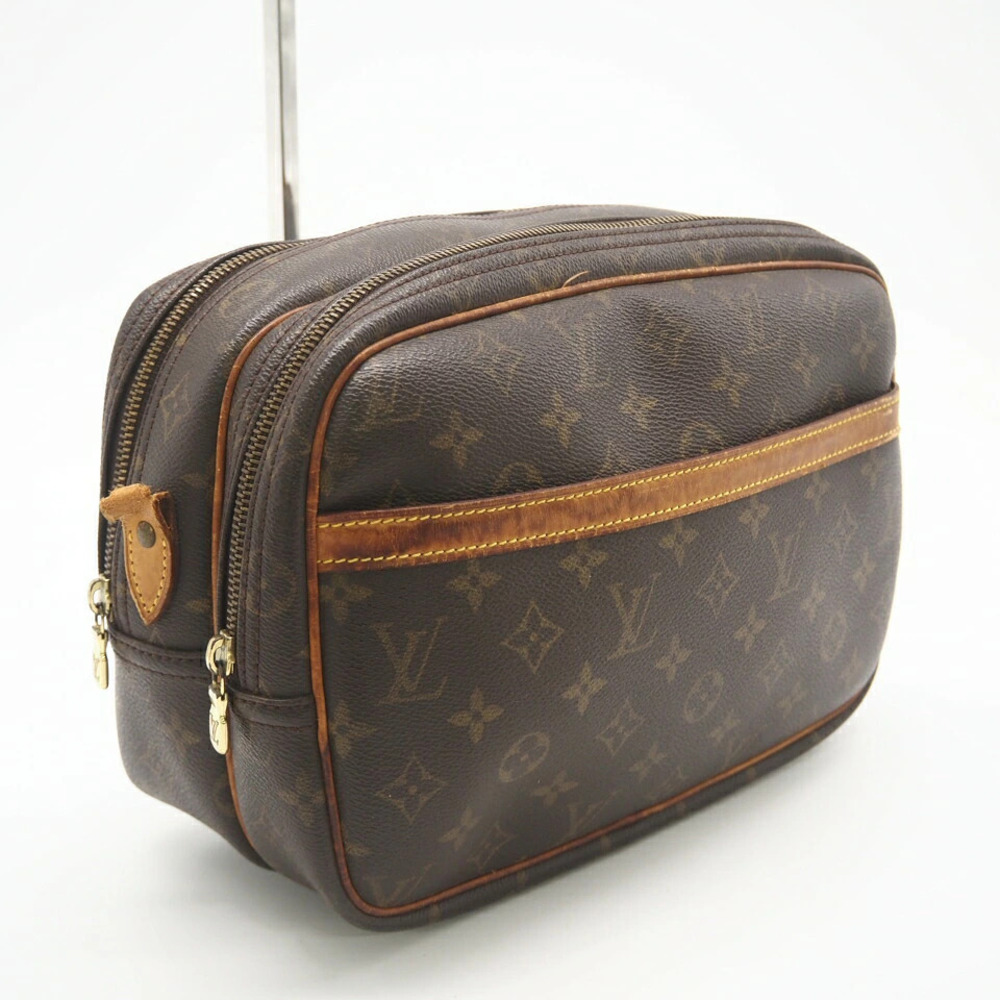 Louis Vuitton Monogram Reporter Shoulder Bag Brown Canvas